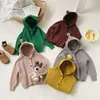 Cardigan Baby Girl Winter Clothes Autumn Winter Hooded Sticked tröja Cardigans för pojkar Casual Ytterkläder 2 till 7 år barn toppar kläder 231206