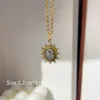 Zestawy biżuterii ślubnej Hangzhi Gray Emalia Okrągła gwiazda Słońce Dzielenie Naturalne kamienie wisiorki naszyjnik