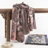 Scarves National Wind Big Flower Print Scarf Herringbone Thick Soft Shawl Spring Autumn Outdoor Warm And Comfortable Medium Length