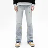 Jeans masculinos moda respingo tinta graffiti vintage baggy homens flare calças de brim elegante lavado azul hip hop denim calças ropa hombre 231206