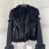 Women's Fur 2023 Winter Double-faced Coat Women Korean Lamb Wool Motorcycle Jacket Faux Stylish Female Outwear Y4738