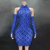 Sahne Giyim Lüks Kadın Yıl Hediyesi Köpüklü Yağmur Taşı Seksi Bodycon Mini Elbise Doğum Gününü Kutlama Partisi Mevcut