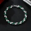 Link braccialetti yixin shinny cubico zirconia foglia personalità colorata zircone bracciale nuziale per donne gioielli da matrimonio