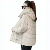 Women's Trench Coats 2023 Autumn And Winter Women Cotton Jacket Casual Thicken Coat White Hooded Parkas Warm Overcoat