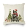 Party Decoration Christma Tree Cartoon Cute Animal Linen Throw Cushion Pillow Cover Farmhouse Home Decor Xmas 2023 Year Pillow Case 45x45cm