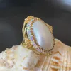 Clusterringe natürliche ovale Schalen -Diamant -Elektroplattenringringdiebel luxuriös modisch klassisch und eleganter Schmuck