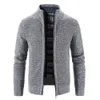 Suéteres para hombres para hombre cuello alto cuello de pie con cremallera chaqueta de punto suéter cardigan camisa slim fit tops cálidos abrigo casual cardigans sólidos 231205