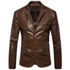 Men's Outerwear Coats Leather Leather Autumn New Men's Flip Collar Slim Fit Leather Coat Large Men's Leather Suit European and American Style PU Leather Coat