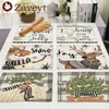 Tapetes de mesa 1 peça verde treliça série natal jantar tapete decorativo navidad elk boneco de neve santa árvore placemat copo mesa