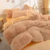 Bedding sets Winter super warm bedding set solid color plush bed sheet duvet cover camel velvet double pillowcase 4 piece 221014240h