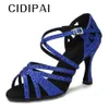 CIDIPAI Zijde Satijn Dansschoenen Dames Blauwe Strass Latin Dansschoenen Zachte Bodem Stijldansen Schoenen Tango Party Sandalen 231205