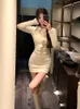 Robes sexy urbaines couleur pure robe de soirée courte élégante moulante tricotée mini robe femme robe de printemps mode coréenne design mince 231206