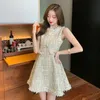 Two Piece Dress Runway Women's Clothes Small Fragrance Tassel Tweed Jacket Coat High Quality Mini Chic Slim Dress Two Pieces Set Suit 231205