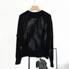 2024 Black/Khaki/Light Gray Pullovers Designer O Neck Long Sleeves Hollow Out Women Sweaters Wool Cashmere Milan Runway Sweaters Womens 120809