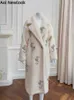 Женское меховое пальто из искусственного меха, элегантное белое пальто с плюшевым мишкой, женское высококачественное пальто средней длины, свободная теплая шерсть, профиль волос альпаки, модная меховая куртка 231206