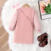 Girl's Dresses Kids Clothes Girls Dress Autumn Winter Warm Knitted Spliced Fur Long SleeveBag Slim Fit Dress Korean Fashion Girl Clothing 4-7T 231204