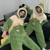 Women's Robe Kigurumis Dinosaur Women's Pajamas Jumpsuits Men Sleepwear Women Couples Winter Thicken Hooded Cartoon Pyjamas Fleece Loose Soft 231206