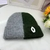 Gorros de diseñador para mujer, gorro de lana de invierno, versión coreana, gorro tejido cálido, Color retales, gorro para el frío, 2023 C