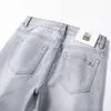 Men's Jeans designer luxury High end denim men's European fashion brand elastic high-end fashionable milk white gray slim fitting small straight leg long pants M4SU