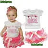 Set di abbigliamento Piccola ragazza di compleanno per l'estate Ricamo Lettera Maglietta in puro cotone Tutu Gonna torta 2 pezzi Abiti per bambini 90-130 T577 Dr Dhzy7