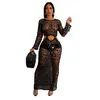 Basic Casual Dresses Sexy Shinny Sequined Knit Rib Long Dress Women Summer 2023 Hollow Out See Through Club Beach Wear Er Maxi Y2K Dhgzp