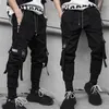 Pantaloni da uomo High Street Cargo Tasca con zip Lettera Stampata Pantaloni con coulisse Lavoro Hip Hop Streetwear