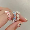 Cluster Rings Trend Sweet Pink Star For Women Charm Korean Fashion Open Ring Kpop Jewelry Cute Daily Y2k Accessories Wholesale