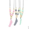 Pacifiers Feather Gutta Percha Necklace Baby Comfort Molars Environmental Safety Food Grade Drop Delivery Kids Maternity Feeding Dhkfw