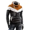 Men's Hoodies Spring Korean Edition Color Block Hooded Pullover Slim Fit Thickened Fleece Sweater