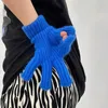 Fem fingrar handskar pekskärm för att spela telefon kvinnor vinter tjockare varm stickad sträcka full finger utomhus skidåkning y2k 231205