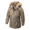 Parkas de plumón para hombre, chaquetas informales de lana gruesa de invierno, chaqueta de algodón para hombre, abrigo con capucha de piel, cazadora táctica multibolsillos, Top 231206