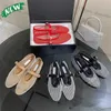 Sapatos de vestido de alta qualidade mulheres designer verão cabeça redonda strass plana mulheres fivela de couro de luxo mary jane sapato confortável balé