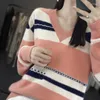 Women's Sweaters Autumn/Winter Cashmere Sweater V-Neck Pullover Casual Fashion Korean Contrast Top Merino Wool Clothing Knitted