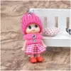 Stuffed & Plush Animals 8Cm Clown Mobile Phone Pendant Plaid Skirt Knitted Hat Lovely Doll Mini Girls Ornaments Toys Gift Dolls Origin Dhhty