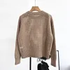 2024 Black/Khaki/Light Gray Pullovers Designer O Neck Long Sleeves Hollow Out Women Sweaters Wool Cashmere Milan Runway Sweaters Womens 120809