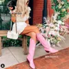 Bota s cowboy cowgirl em forma de coração design moda doce açúcar ocidental deslizamento em sapatos retrô rosa 2023 dedo apontado 231205