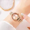 Наручные часы JLANDA Женские топ из розового золота с ремешком из нержавеющей стали Кварцевые часы для женщин Модные женские часы с бриллиантами