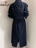 Robes Sexy urbaines automne robe pour femme avec ceinture élégante à manches longues manteaux robes ligne lumineuse décoration ALine Vintage Midi pour les femmes 231206