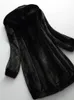 Futro dla kobiet sztuczne lautaro luksusowy luksusowy długi czarny płaszcz norki kobiety z rękawem z kapturem elegancka gruba ciepła puszysta futrzana kurtka 6xl 7xl 231206