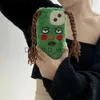 Mobiele telefoon hoesjes Koreaans schattig grappig lelijk blozen gezicht bont hoesje voor iPhone 15 14 13 12 Pro Max 11 cartoon DIY vlechten pluche schokbestendig zachte cover J231206