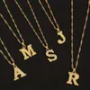 Letter Initial Capital Necklace, Stainless Steel Golden A-Z Alphabet Pendant Necklace