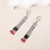 Designer Collection Fashion Style Earrings Necklace Women Lady Inlay Full Diamond Leopard Head Red Cubic Zircon Pear-shaped Tassels Pendant Jewelry Sets