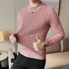 Mężczyzn Swetery 2023 Moda Slim Fit Turtleeck Knitted Sweter Mężczyźni Ubranie jesień swobodny pasek Pullover wszystkie pasują ciepłe topy 231206