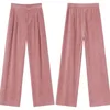 Pantalones para mujer Rimocy 2023 Pana rosa para mujer Otoño Invierno Pantalones rectos de cintura alta Mujer Casual Pierna ancha Oficina Damas