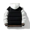 Hommes vers le bas Parkas coton manteaux hiver mode épaissi manteau à capuche faux deux pièces chaud ample brodé imprimé veste 231206