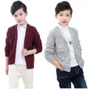 Cardigan s primavera outono meninos camisola cor sólida manter quente tricô jacquard tecer com decote em v cardigan para 2-10 anos de idade crianças 231206