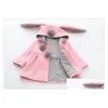 Abrigo Nuevo Otoño Invierno Bebé Niñas Orejas de Conejo Con Capucha Princesa Chaqueta Abrigos Infantil Niña Algodón Outwear Lindo Niños Chaquetas Navidad Gota DH7Wl