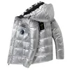 Herrenjacken 2023 Helles Leder Männer verdicken warme Winterjacke Casual Parka Outwear Herbst wasserdichter Stehkragen Kapuzenmantel Kleidung 231205