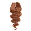 Yiurbeauty – perruque Lace Closure malaisienne 100% naturelle, cheveux humains, Body Wave, 4x4, 27 #30 # P4/27, partie centrale libre, 12 à 24 pouces
