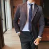 Mäns kostymer blazrar 2023 högkvalitativ koreansk smal fit corduroy blazer jacka män kläder brittisk stil långärmad affär formell slitage 231206
